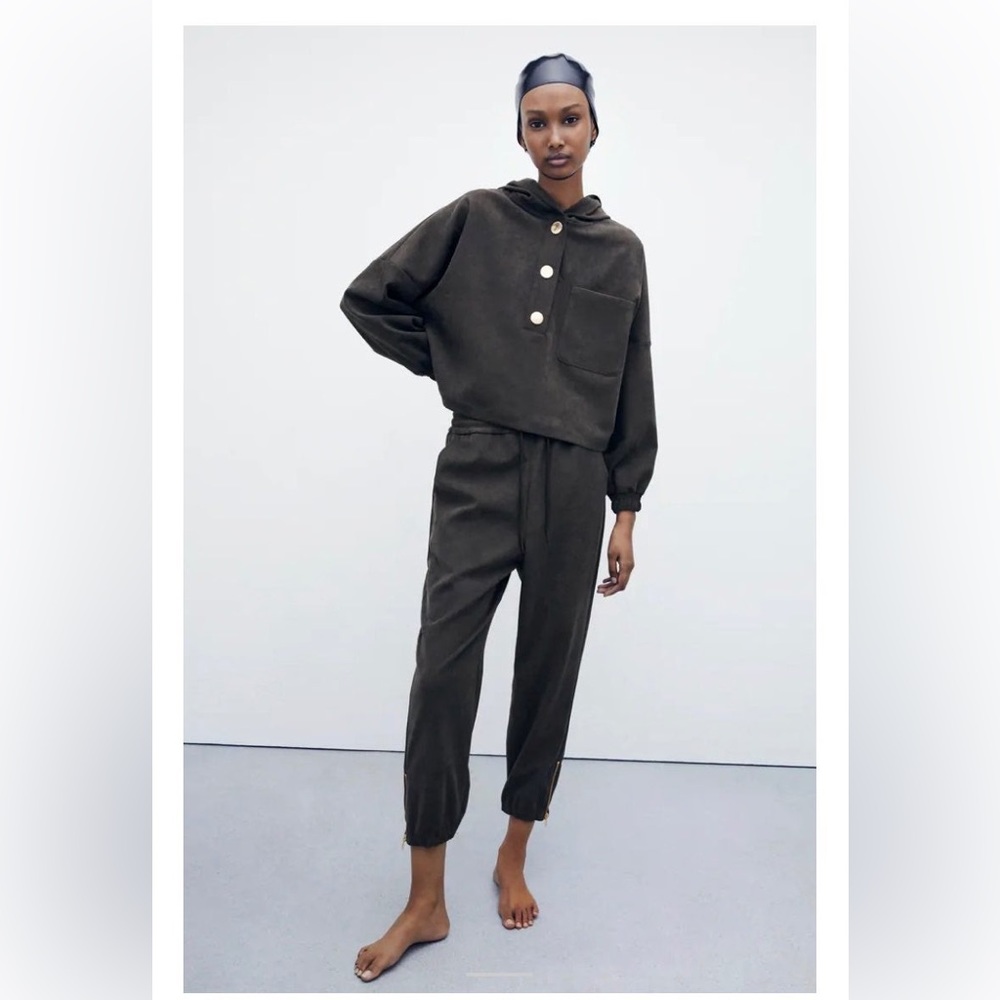 Zara Faux Suede Joggers NWT